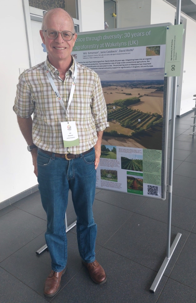 Will Simonson with poster on Wakelyns: Resilience through Diversity