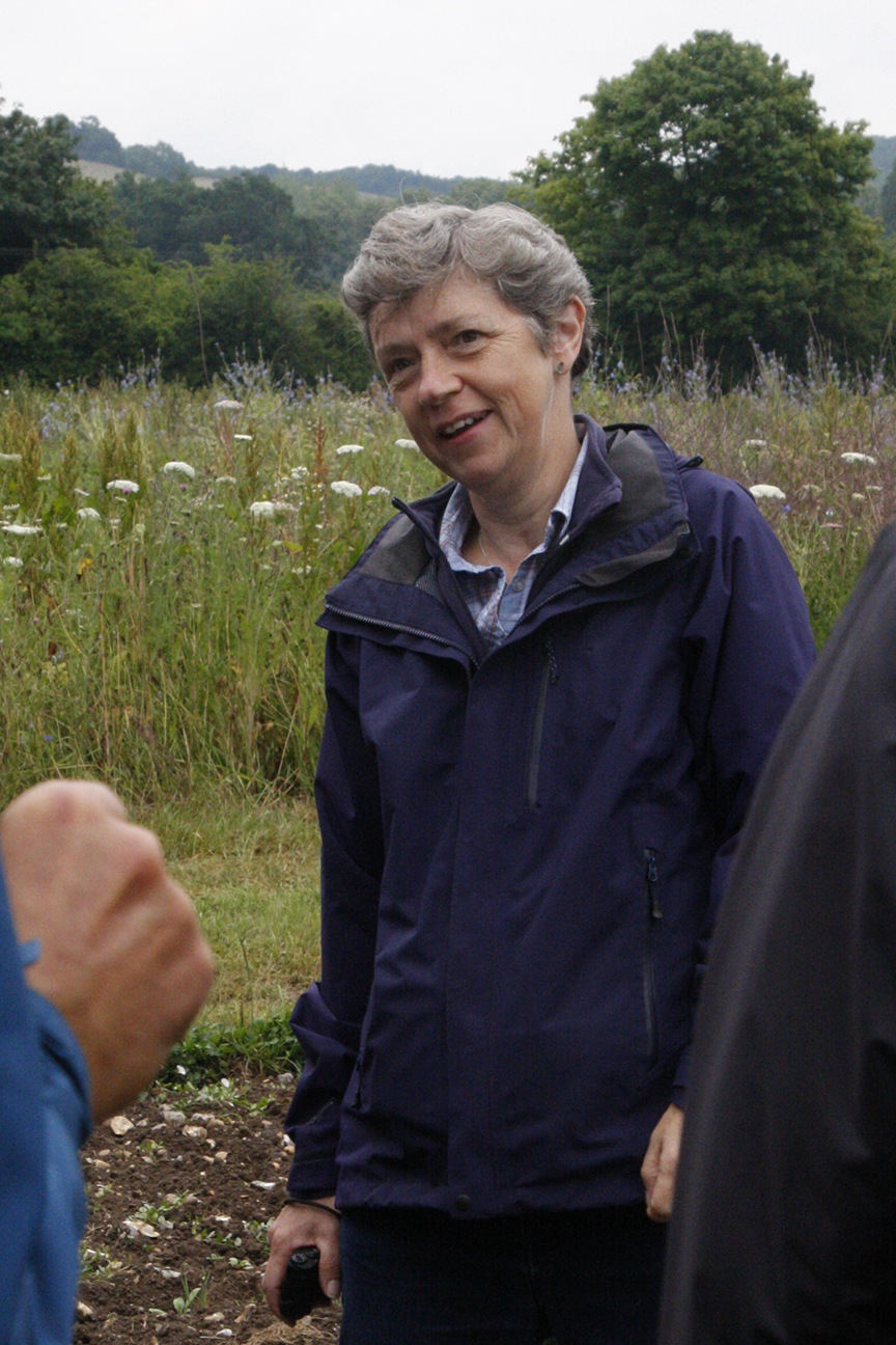 Christine Watson in the fiield with MSc Organic Farming students