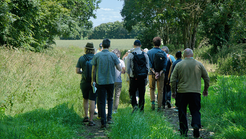 Members of the Farm Woodland Forum are shown around Medbury Farm