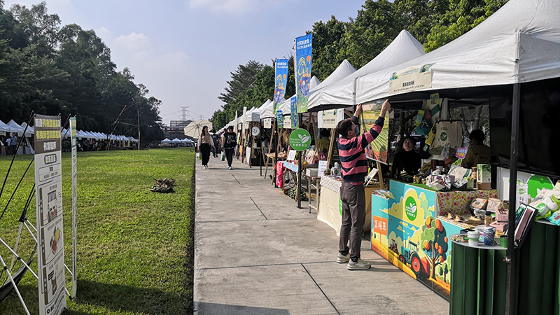 Trade stands outside selling organic products